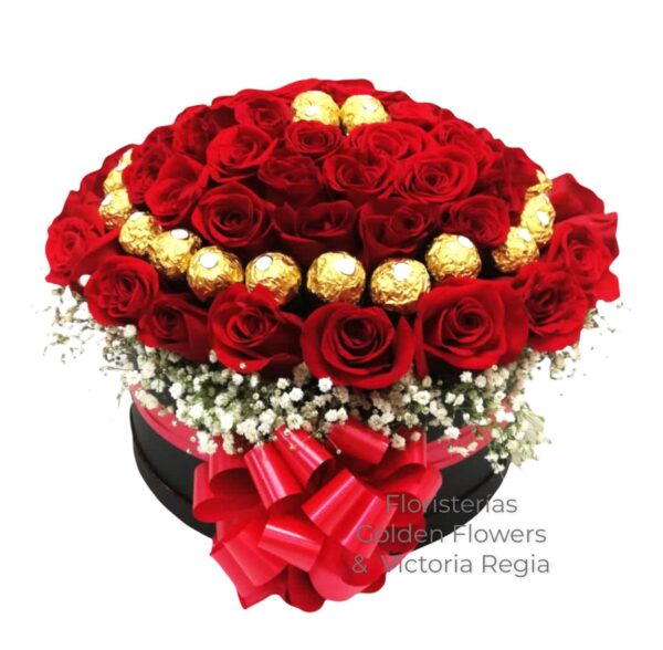 caja flores CF 20 ROSAS Y CHOCOLATES